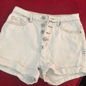 High waisted off white denim shorts